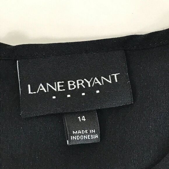 Lane Bryant Tiered Tunic Blouse Women's Plus Size 14 Black Lined Career Holiday - Picture 10 of 12